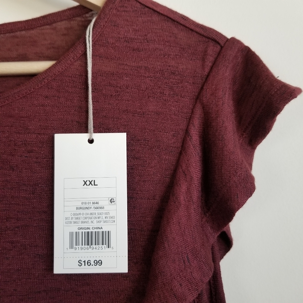 A New Day Ruffle Sleeve Top XXL Relaxed Fit NWT - Picture 2 of 5